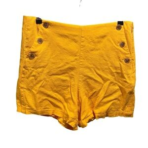 J. Crew High Waist Yellow Gold Shorts Nautical Linen Blend 12